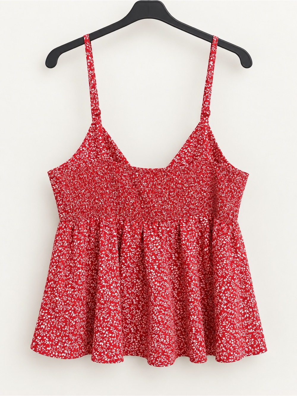Red Floral Tie-Front Spaghetti Strap Top - Picture 2 of 2